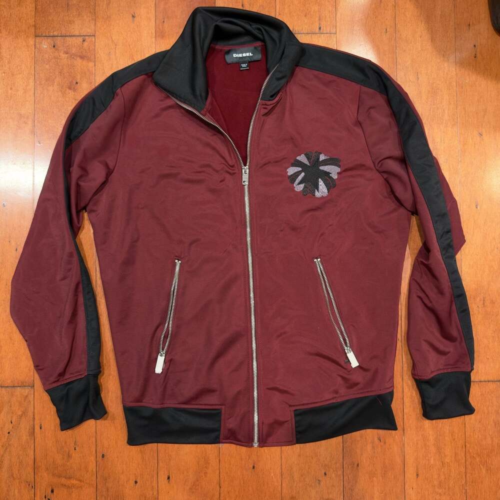 Diesel Maroon and Black Track Jacket Size L